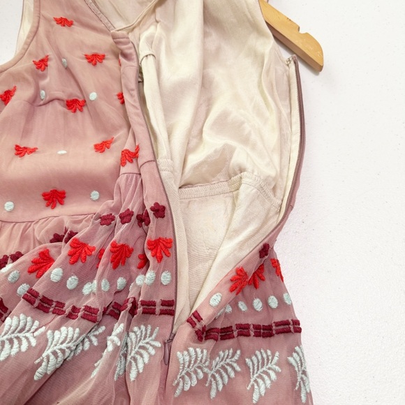 Sundance Pink Embroidered Mesh Sleeveless Dress 2 - Picture 6 of 12